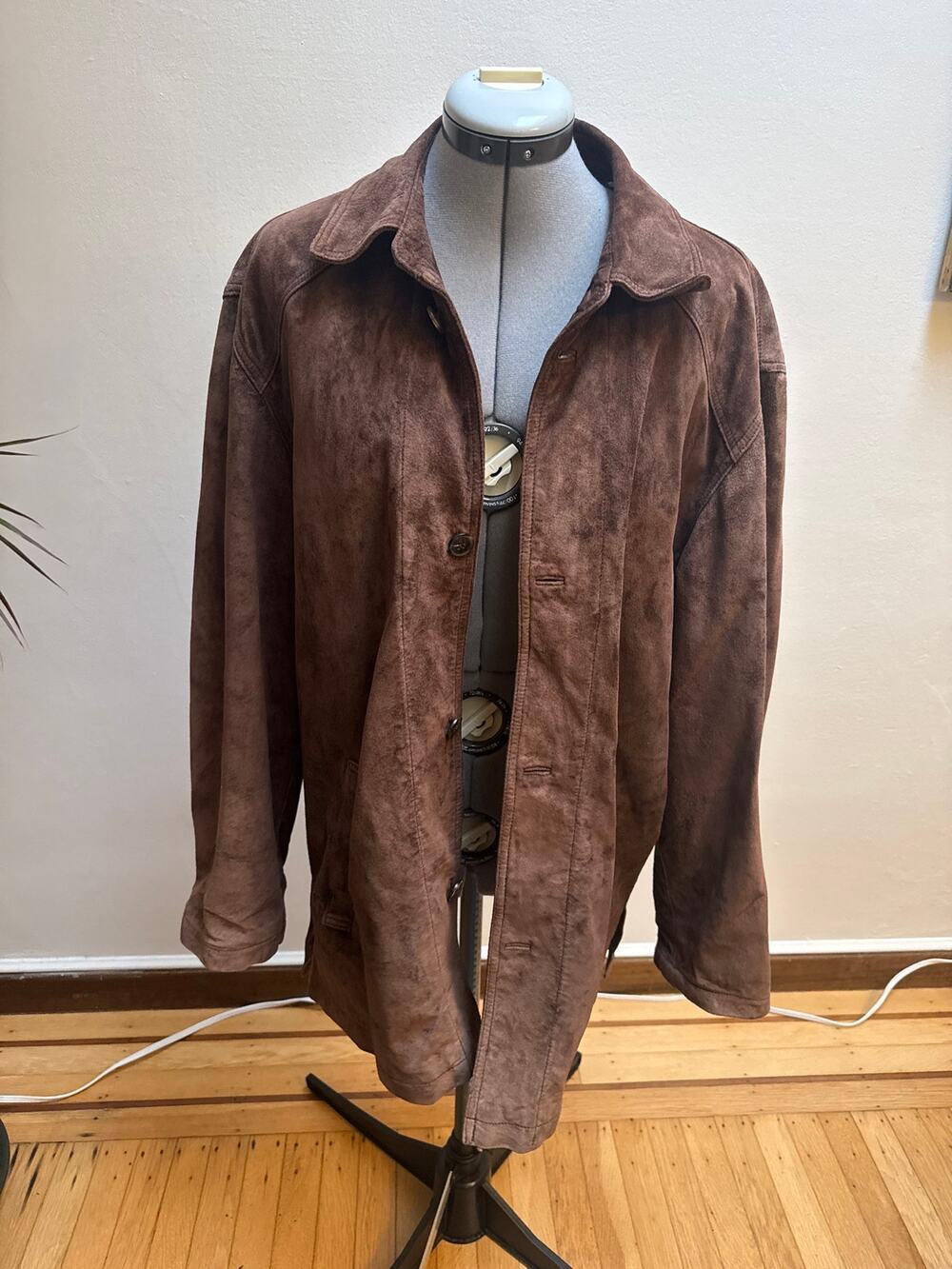 Vintage Newport Harbor Washable Suede Leather Jacket Brown M Minmalist Y2K